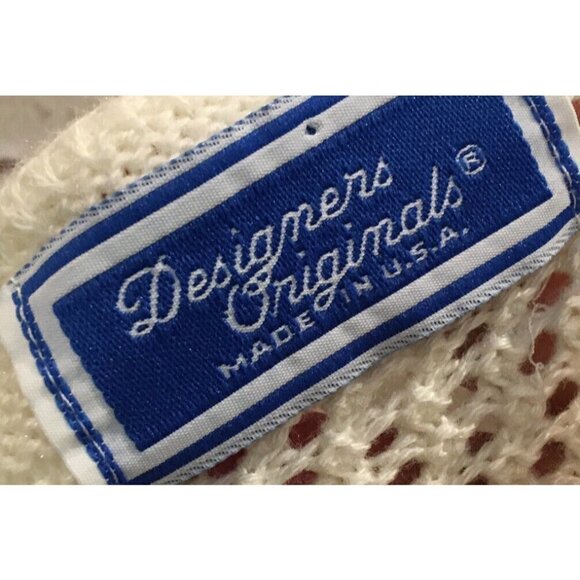 Vtg 80s Designers Originals Womens M Pullover Sweater Ivory Open Pointelle Knit - Picture 4 of 4